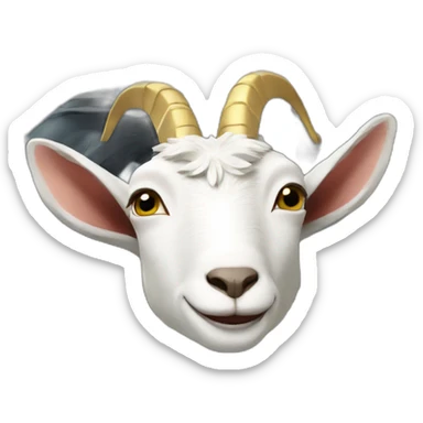 Male Goat in crown drives a car sticker