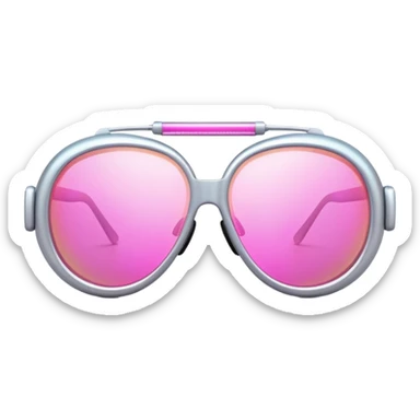 futuristic protective glasses with pink holographic lenses, high-tech design sticker