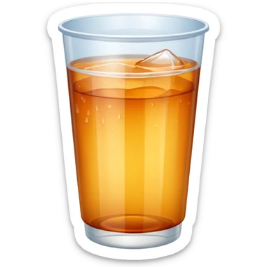 Soft drink in plastic cup (like Starbucks Cup), no logo, half circle shape closed top. sticker