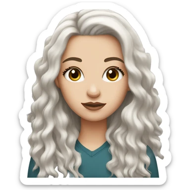 white girl with dark brown long hair and lashes sticker