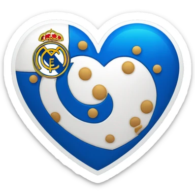 Real Madrid logo in a heart, half white and the other half blue sticker