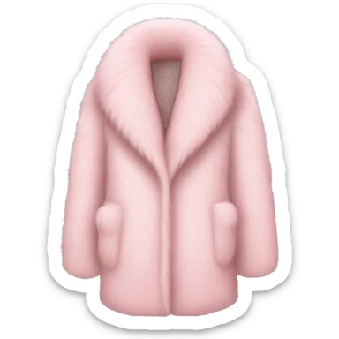 Long pale pink Pink fur coat sticker