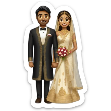 indian bride and tall groom sticker