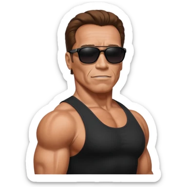terminator shwartzneger only top in black galssess sticker