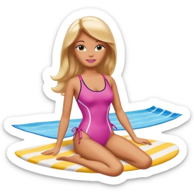 Barbie tanning on the beach  sticker