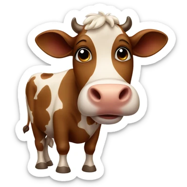 cute brown cow sticker