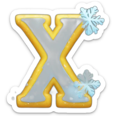 The letter X with snow drop lightning weather sticker