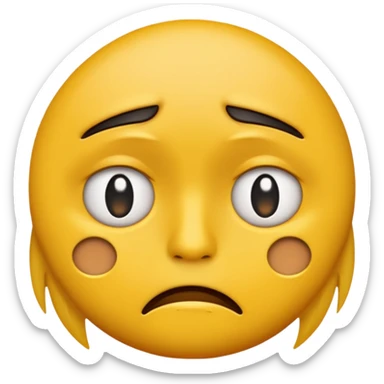 darkened yellow emoji face showing despair, Android Color Emoji style sticker