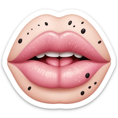 شفاه 👄 وردية فاتحة و مرقطة بالأسود حيث يظهر اللون الأسود ويكون أكثر واقعية  sticker