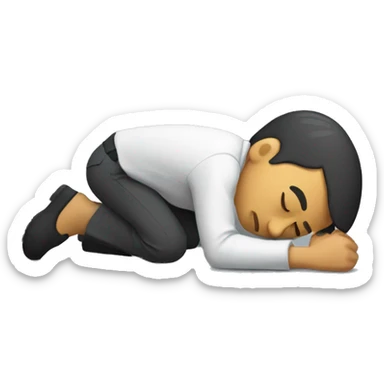 a exhausted man face down on the ground sticker