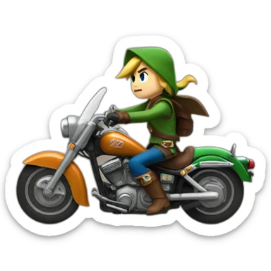 Link from Zelda riding a Harley Davidson sticker