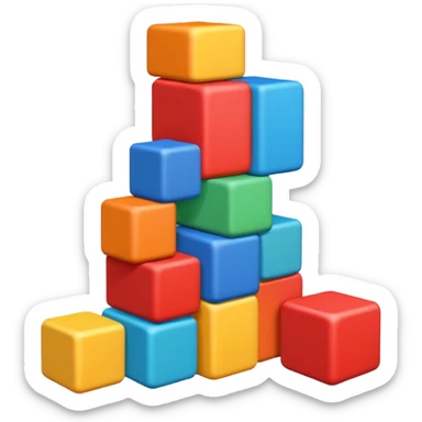 Block blast all forming an hexagon irregular but no hexagons, mized 3d sticker