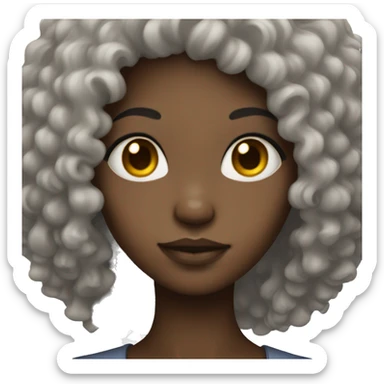 dark skinned girl with Asian eyes and long Afro hair sticker