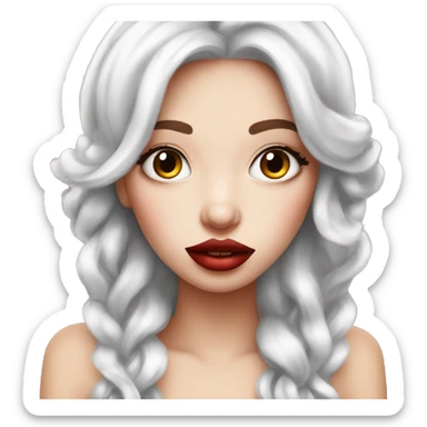 White Red hair girl with big lips big eye lashes showing her long nails sticker