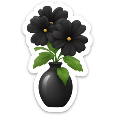 Black flower arrangement in vase sticker