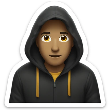 homme sombre avec une capuche et une tenue en or sticker