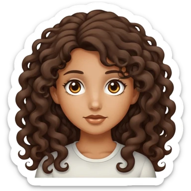 tan girl with long curly dark brown hair sticker