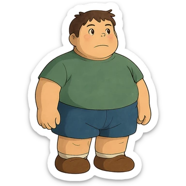 ghibli style big boy character sticker