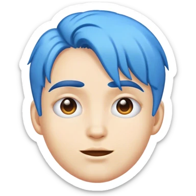A real person face emoji and hair is a blue brain sticker