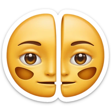 Minimal emoji of a face split into two halves, one side puffy and shiny, the other side slim and matte, clear before-and-after effect, simple wellness icon style, no beauty or medical elements
 sticker
