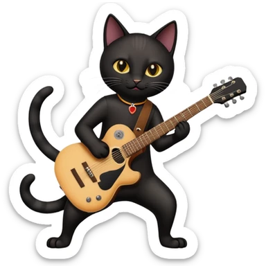 A black cat having a guitar and rocking out sticker