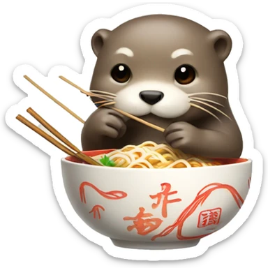 Lovely Otter eating Ramen with chopsticks sticker