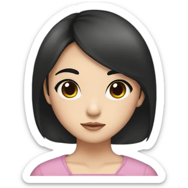wasian girl with black hair and eyeliner from head to chest sticker