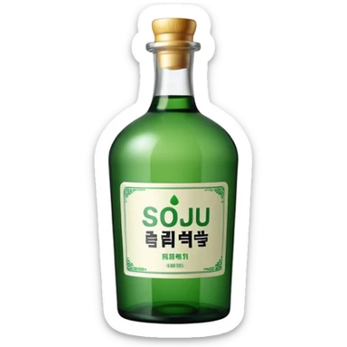 korean soju, green bottle with white label on it written 소주 sticker