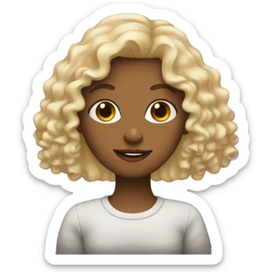 Girl with curly blonde hair drinking coffee sticker