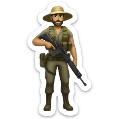 Captain price with a sunhat while holding a rifle full body sticker