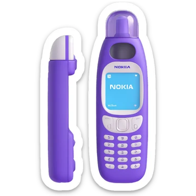 very realistic 3D transparent bottle with a clearly visible Nokia 3310 style phone inside, surrounded by a violet elixir, no text sticker