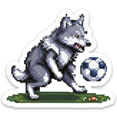 wolf playing football sticker
