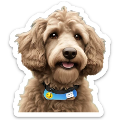 Aussie doodle dog with name tag “Luna” sticker