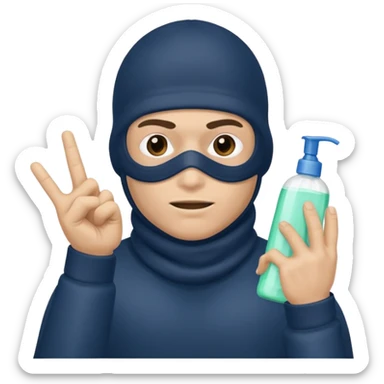 Peux tu me faire un policier gangster avec une cagoule qui fait des doigts shampooing sticker