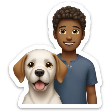 boy whit a dog sticker