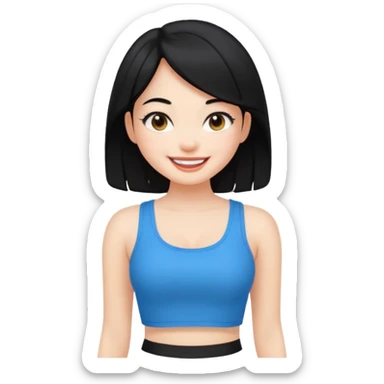 a black hair cute girl with white skin and Extreme Plung Crop Top. sticker