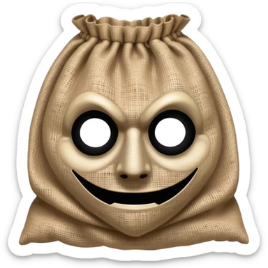 horror movie villain with burlap sack mask with one eyehole sticker