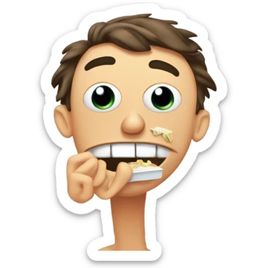 Phineas from Phineas and Ferb eating a iPhone sticker