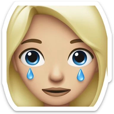 crying blue tears blonde woman. light pink shirt sticker