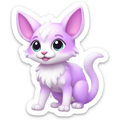 Kawaii cute colorful bright light pastel lilac-pink-white-gradient fantasy ethereal anthro fursona animal creature sticker