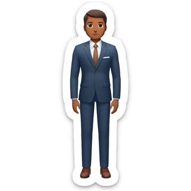 A full-body digital illustration of a Black man standing confidently in a  suit, sticker