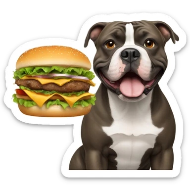 American bully with burger sticker