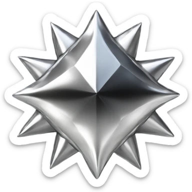 Silver chrome four-point star diamond, black sticker