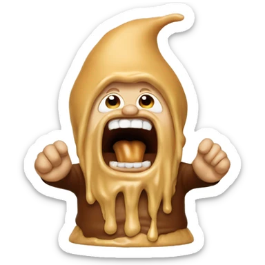 Gnome screaming covered in peanut butter sticker