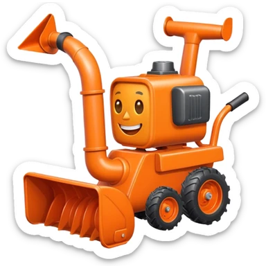 Happy Orange Snowblower cartoon character  sticker