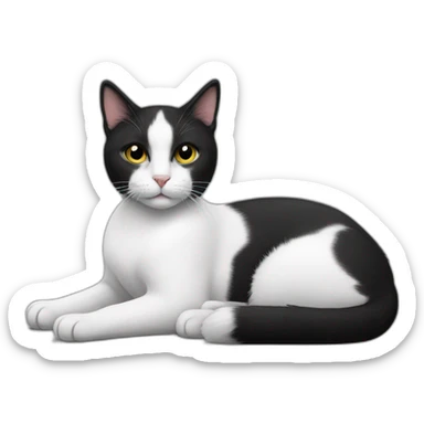 black and white cat reclining sticker