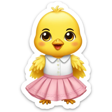 Baby chick with skirt sticker