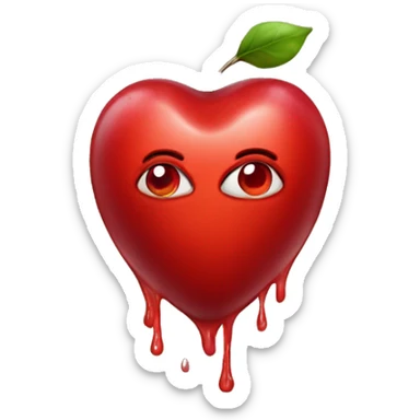 Red heart emoji combined with rotten apple emoji sticker