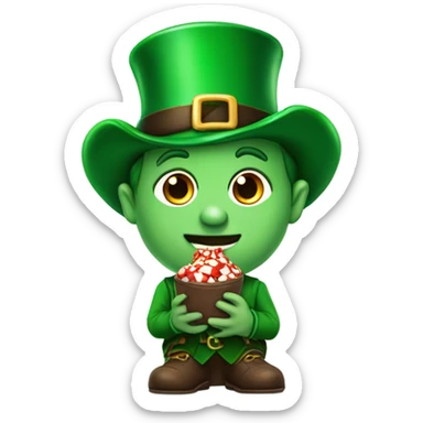 Leprechaun eating a buckeye sticker