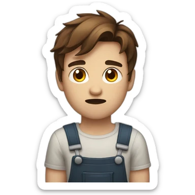 A 20 years Old angry boy with Brown hair saying stop with his hand sticker